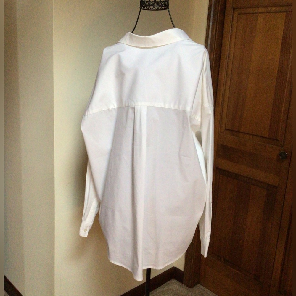 Magaschoni White Split Neck Long Sleeve Blouse Top Size 1X - Picture 3 of 6